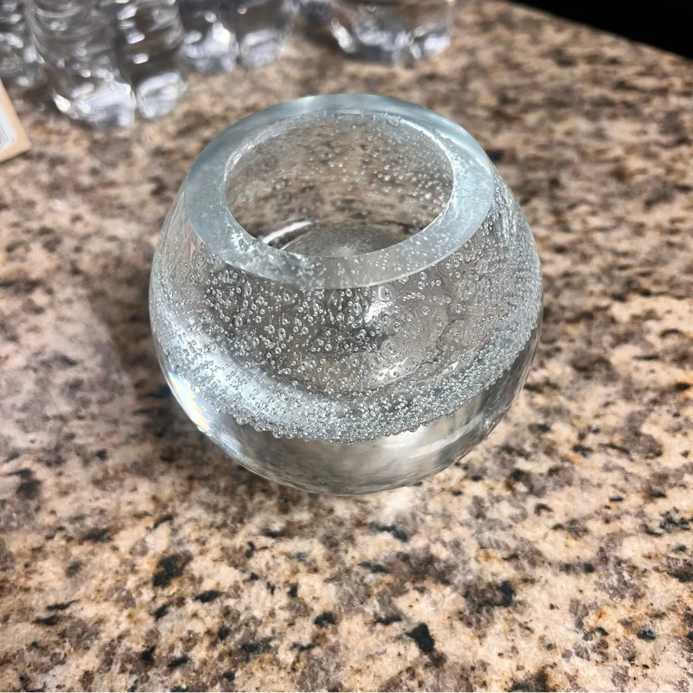 Hand Blown Glass Clear bubble bud vase Paperweight - Picture 5 of 6